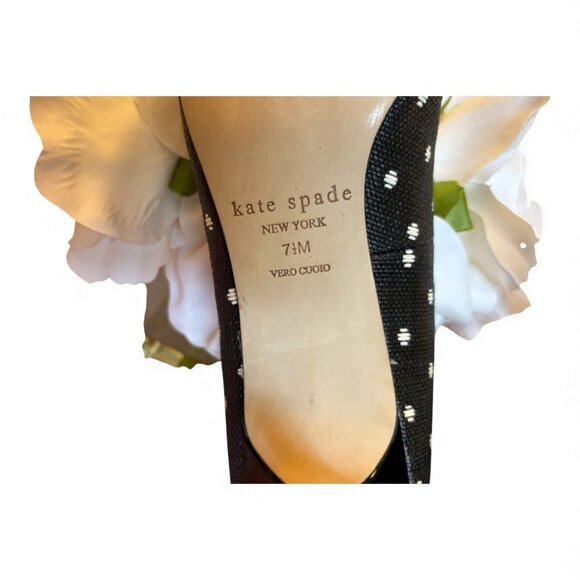 Kate Spade Molly peep-toe pump in black and white polka dots SZ 7.5 - Picture 7 of 7